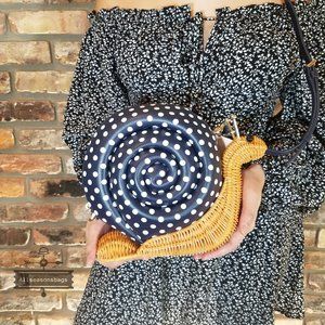 Kate Spade Enchanted Snail Forest Wicker Blue Bag